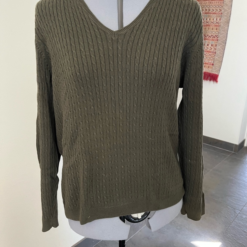 Classic Olive V-Neck Sweater for Women